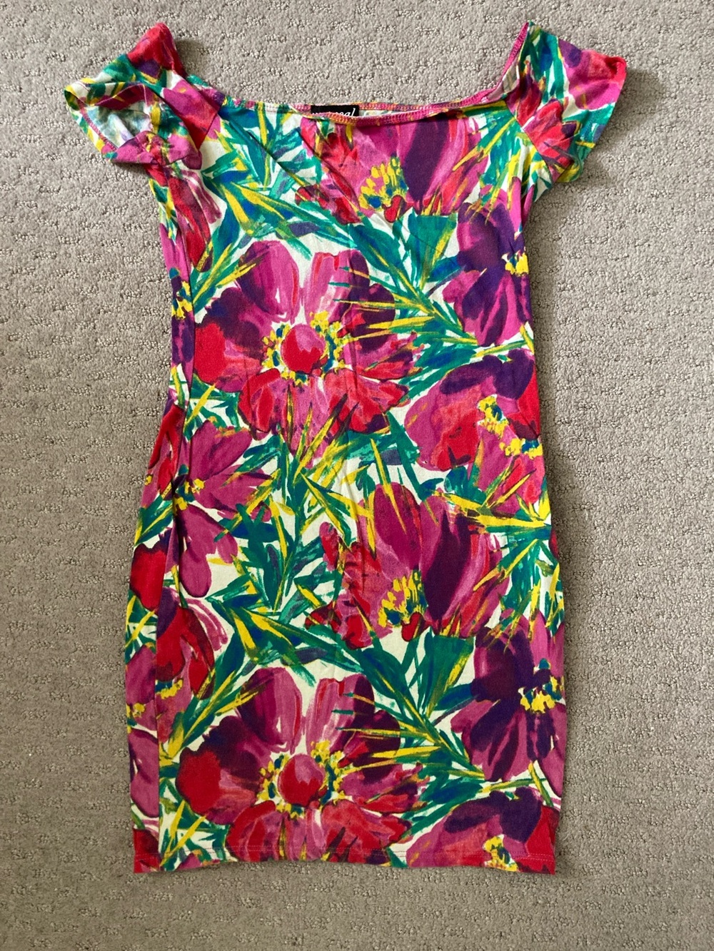 Wet Seal Y2K floral bodycon dress, Medium (~Sm).